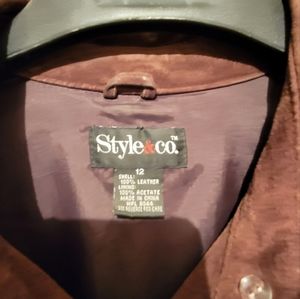 Brown suede shirt jacket